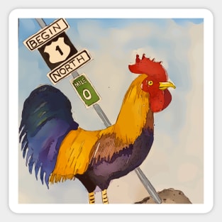 Key West Rooster add Mile Marker 0, Florida Sticker